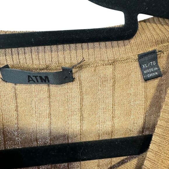 Revolve ATM ANTHONY THOMAS MELILLO Crew Neck Silk Ribbed Sweater in Sahara XL - Picture 6 of 8